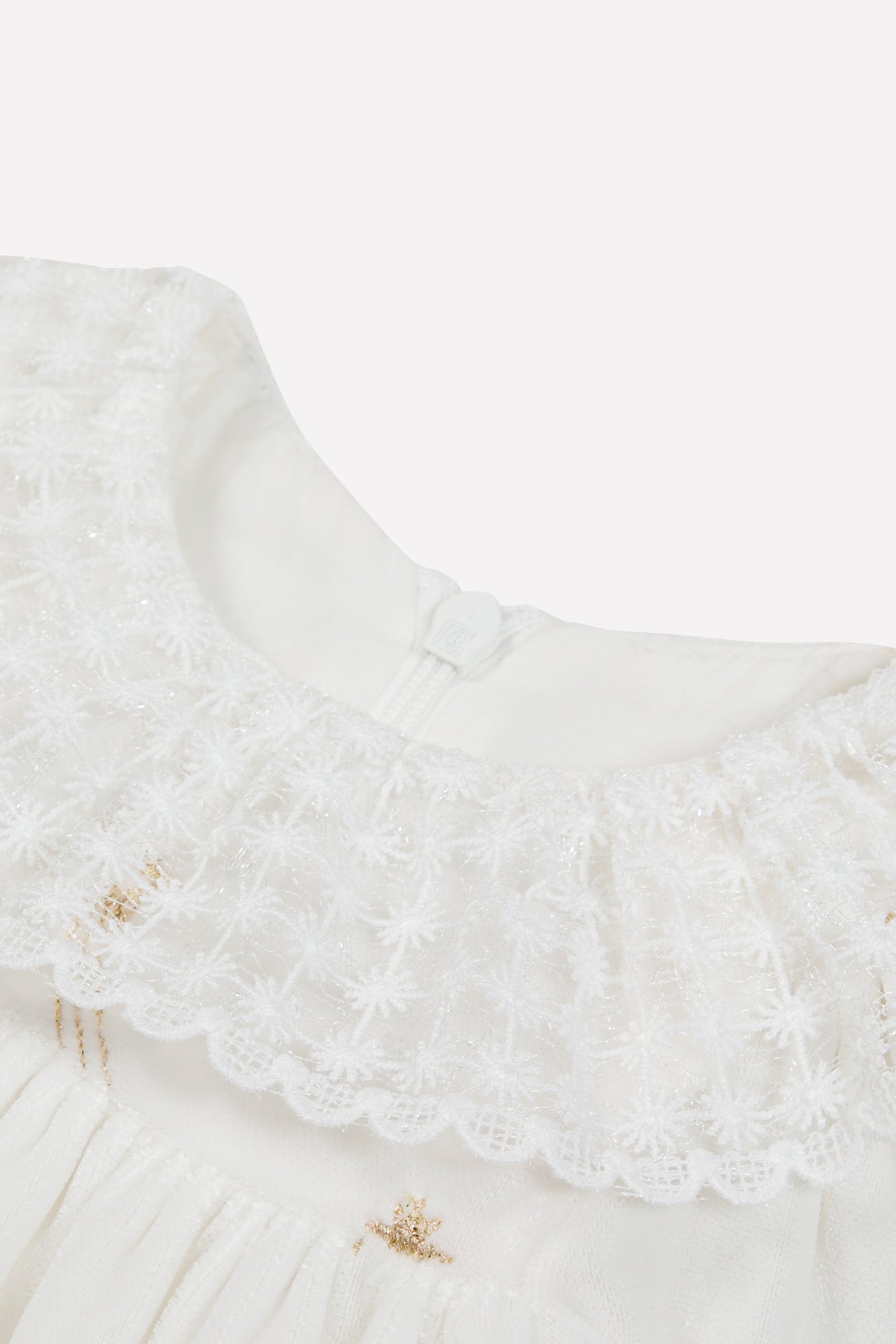 Dress - Ecru Ruffled collar Race