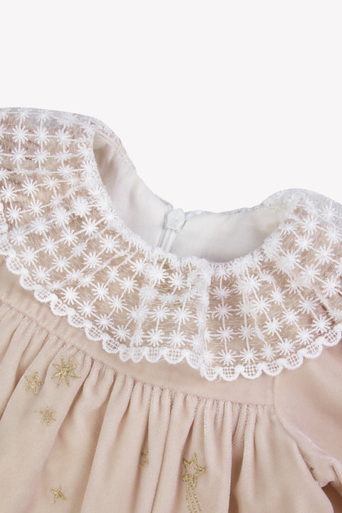 Robe - Rosée col volanté dentelle - Image principale