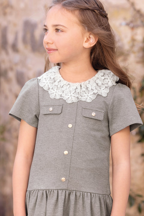 Dress - Grey heather Round neck Buttons - Image principale