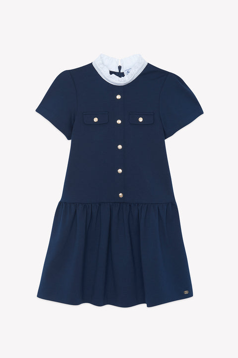 Robe - Marine col montant boutons - Image principale