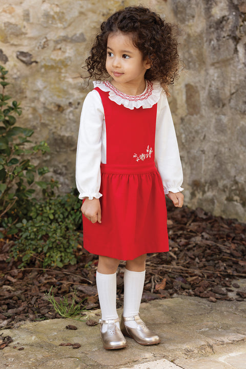 Robe - Cerise broderies fleurs - Image principale