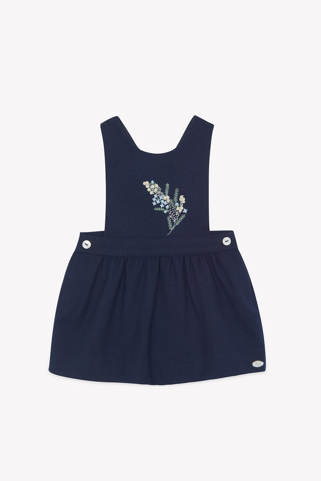 Robe - Marine broderies fleurs - Image principale