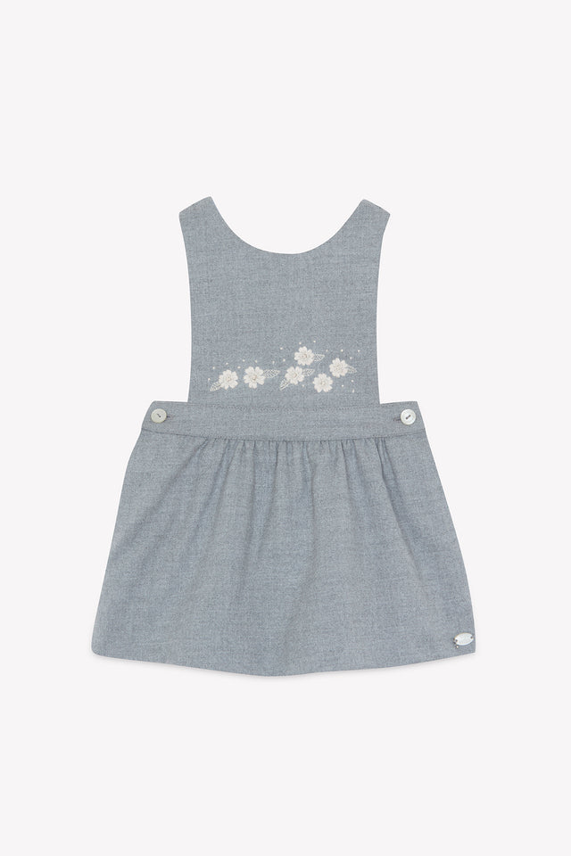 Robe - Gris moyen broderies fleurs - Image principale