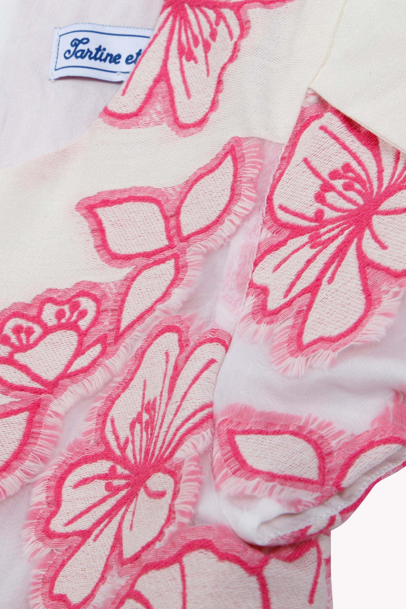 Vestito - Rosa fiori ricamati in cotone