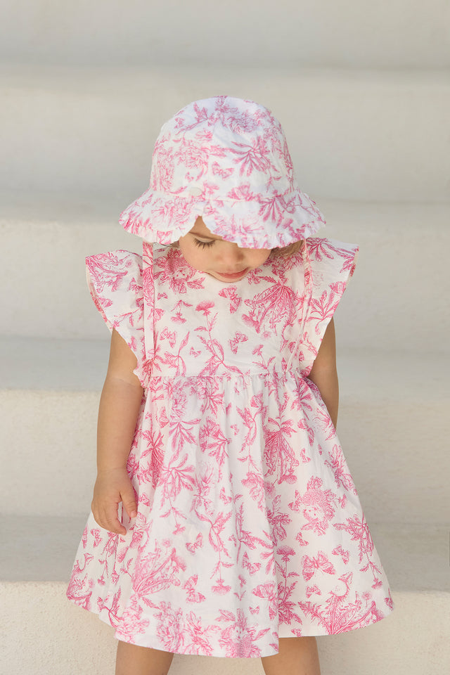 Robe - Rose coton imprimé inspiration toile de jouy - Image principale
