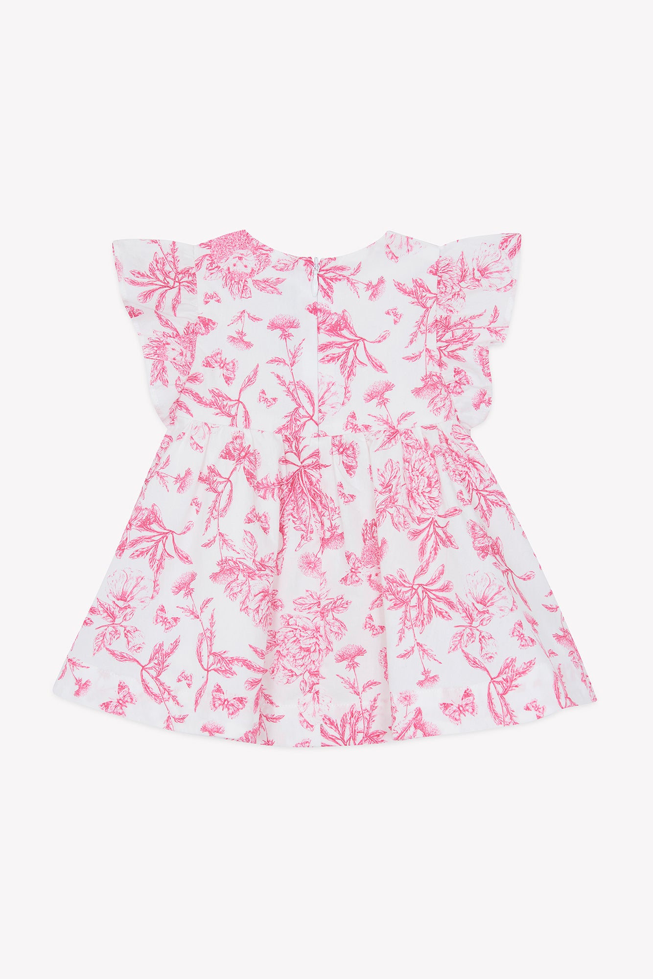 Robe - Rose coton imprimé inspiration toile de jouy