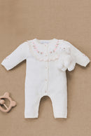 Completo lungo - Madreperla  cotone Colletto Volante