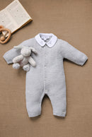 Combinatie longue - Grijs chiné wol peter pan kraag