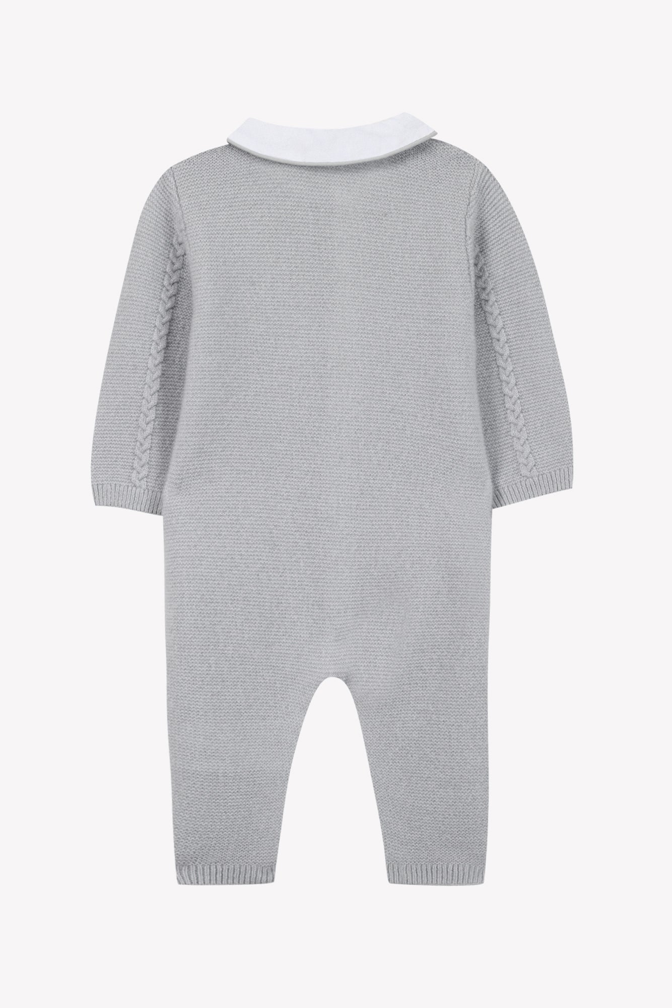 Combinaison longue - Gris chiné laine col Claudine