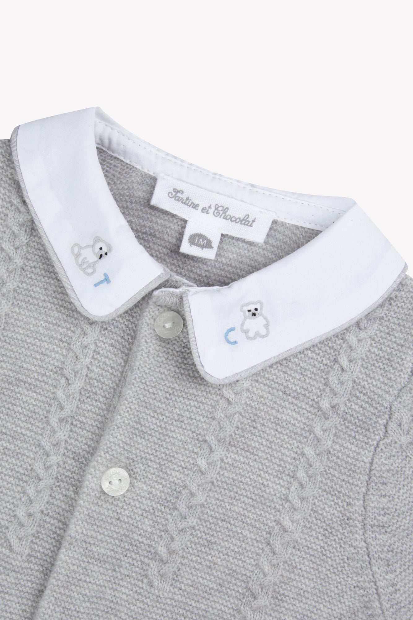 Combinaison longue - Gris chiné laine col Claudine