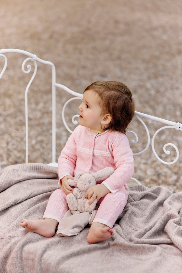 Combinaison longue - Vieux rose coton col rond - Image principale