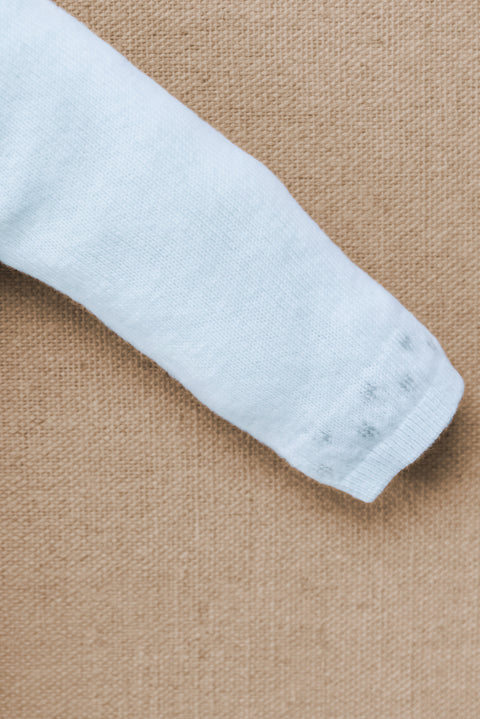 Combinaison longue - Bleu ciel laine col rond broderie - Image principale