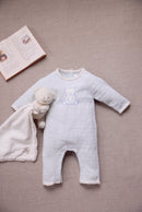Combinaison longue - Bleu ciel coton broderie
