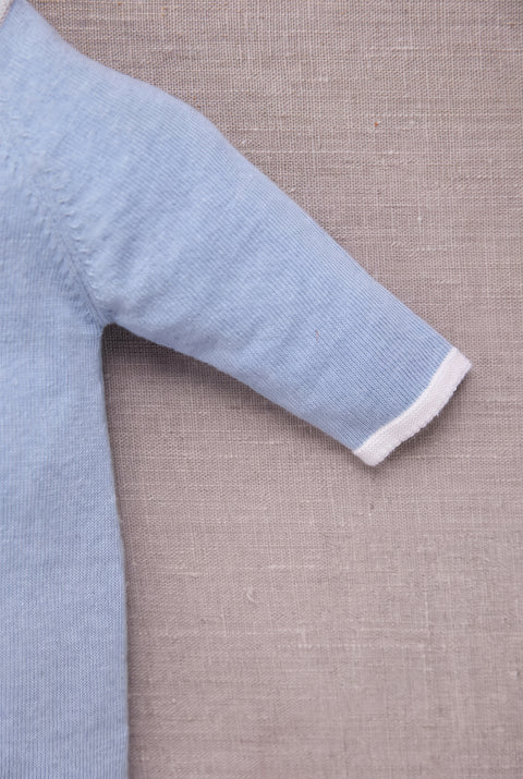Completo lungo - Blu cotone grigio Ricamo - Image principale