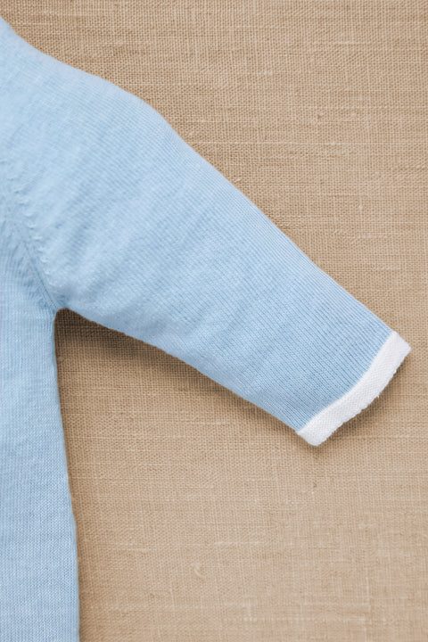 Combinaison longue - Bleu grisé coton broderie - Image principale