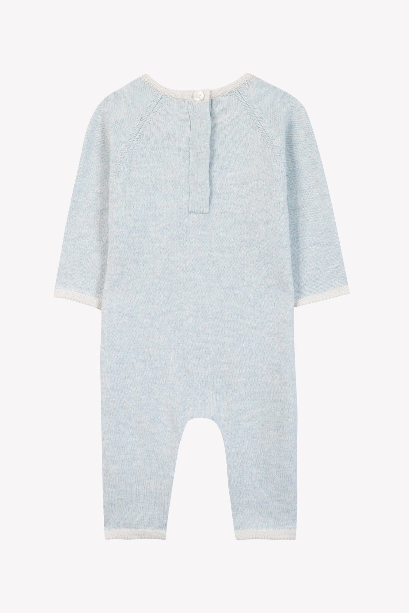 Combinaison longue - Bleu ciel coton broderie