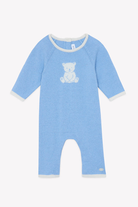 Completo lungo - Blu cotone grigio Ricamo - Image principale