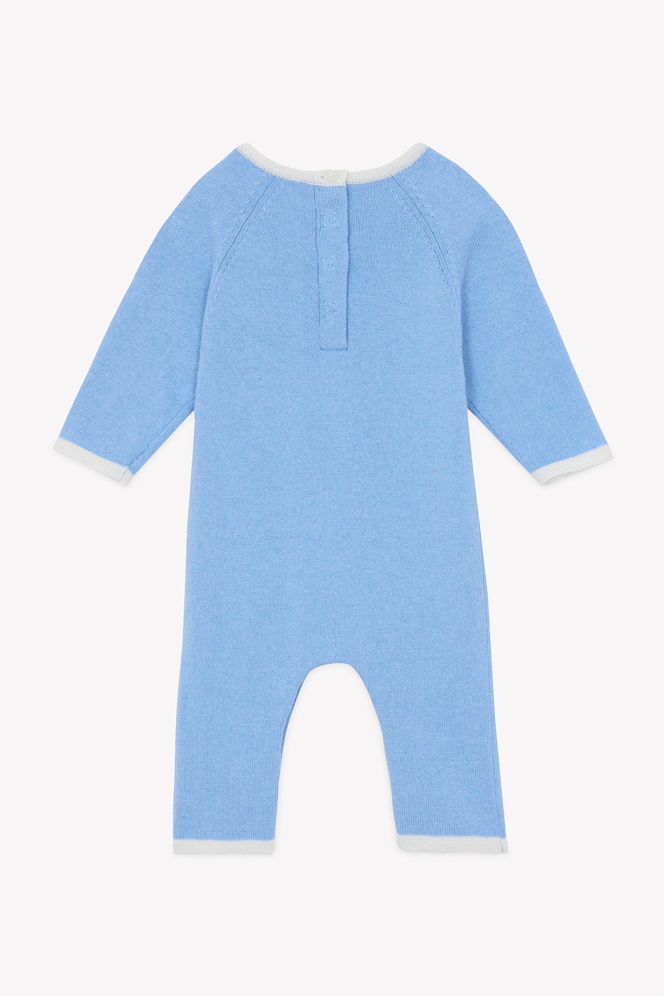 Combinaison longue - Bleu grisé coton broderie