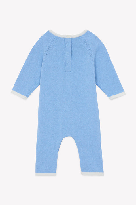 Combinaison longue - Bleu grisé coton broderie - Image principale