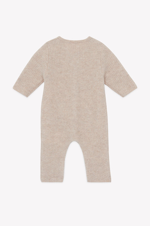 Combinaison longue - Beige chiné cachemire col rond - Image principale