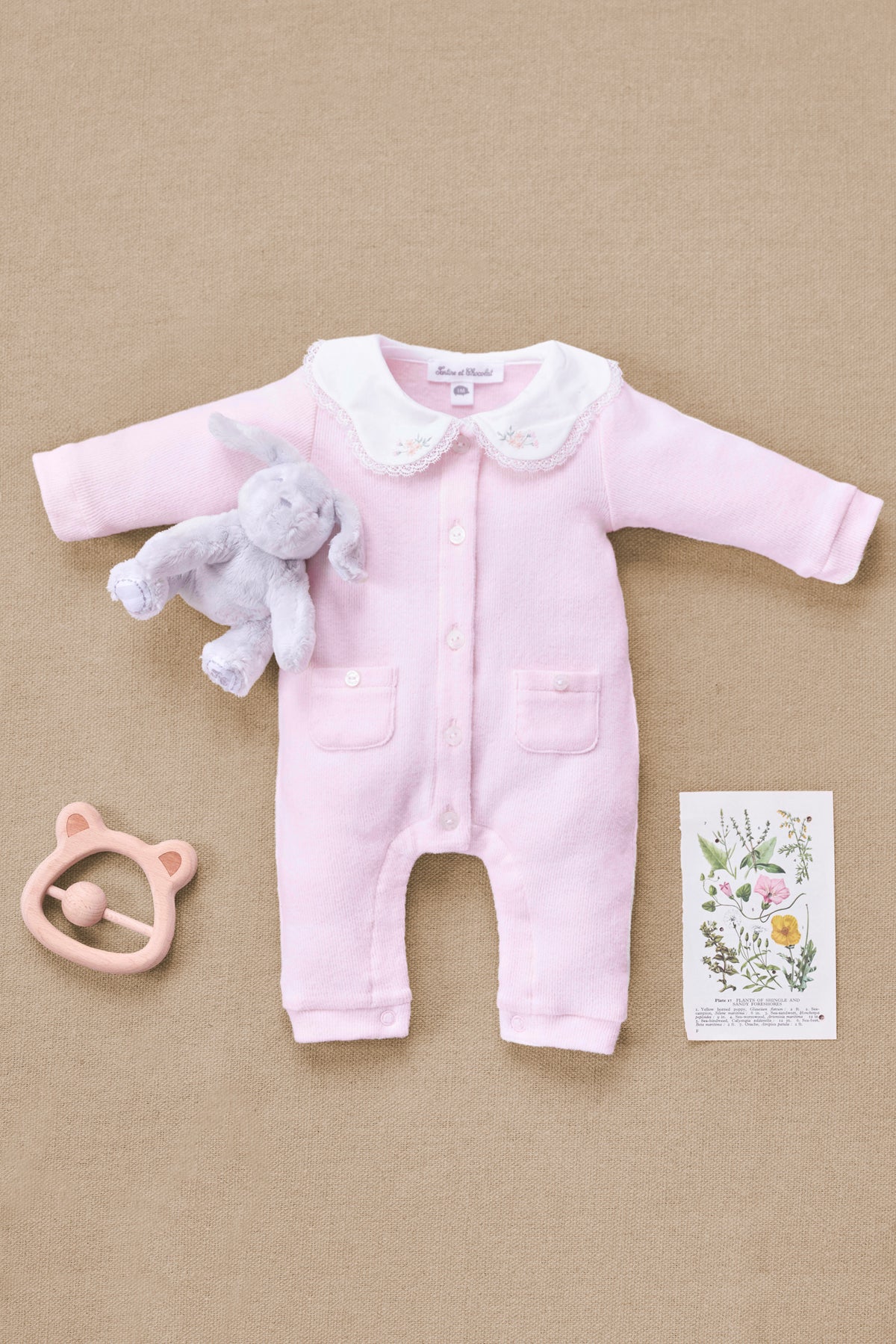 Lange combinatie - Roze katoen peter Pan kraag
