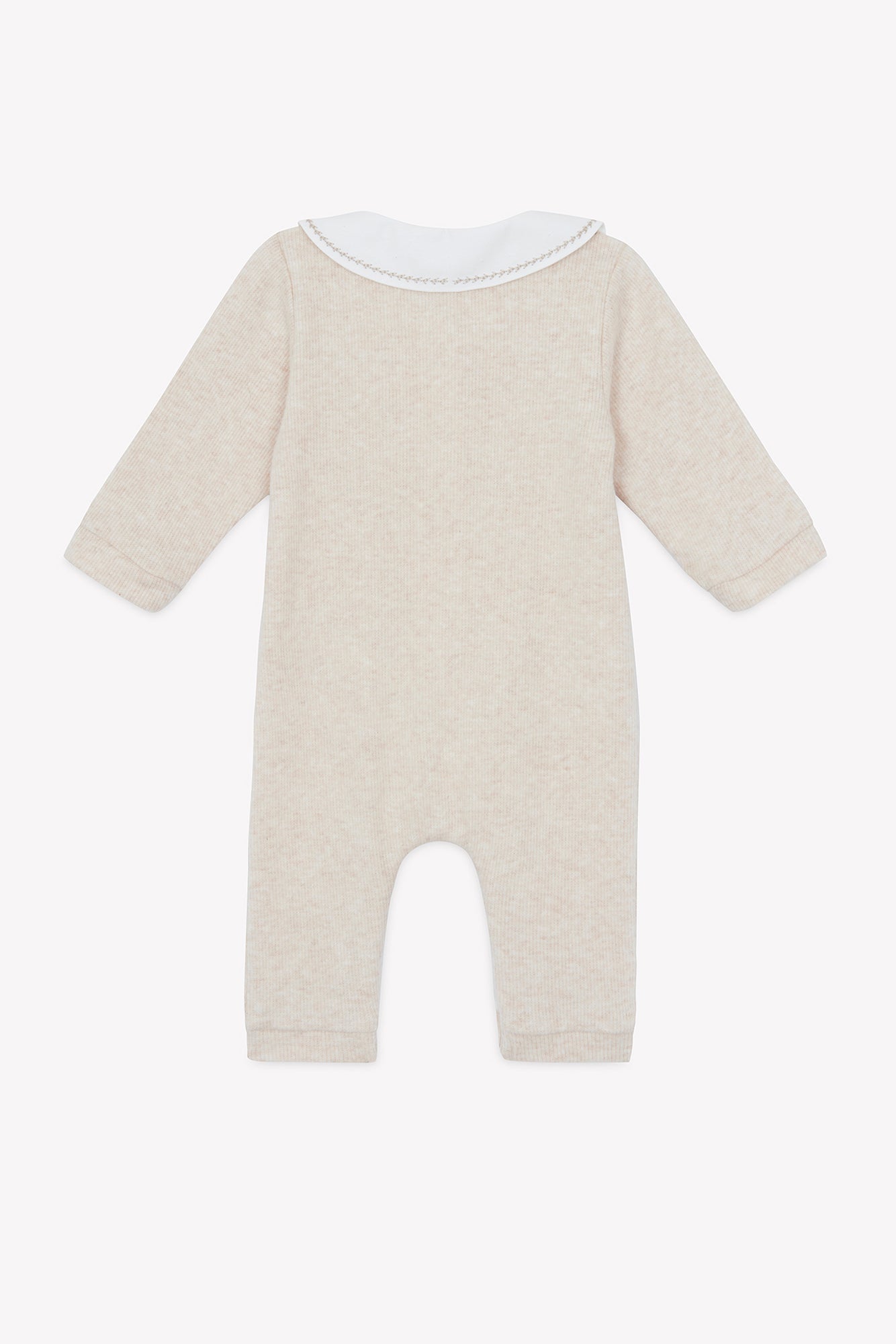 Combinaison longue - Beige chiné coton col Claudine