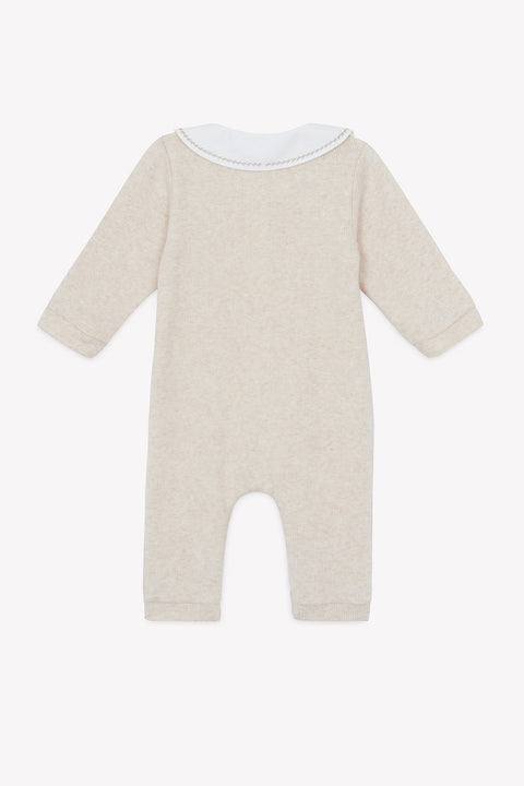 Combinaison longue - Beige chiné coton col Claudine - Image principale