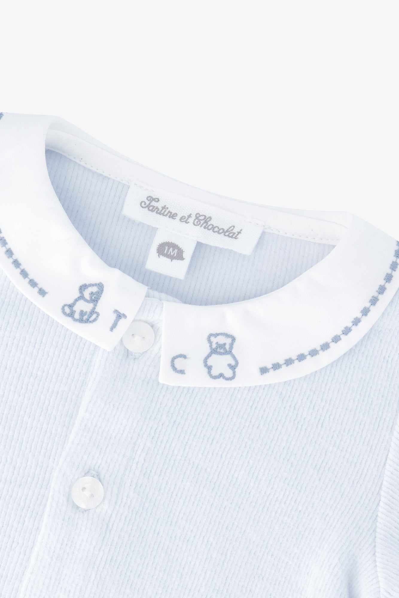 Combinaison longue - Bleu ciel coton col Claudine