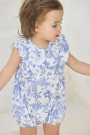 Completo corta - Blu cotone stampato ispirazione toile de jouy