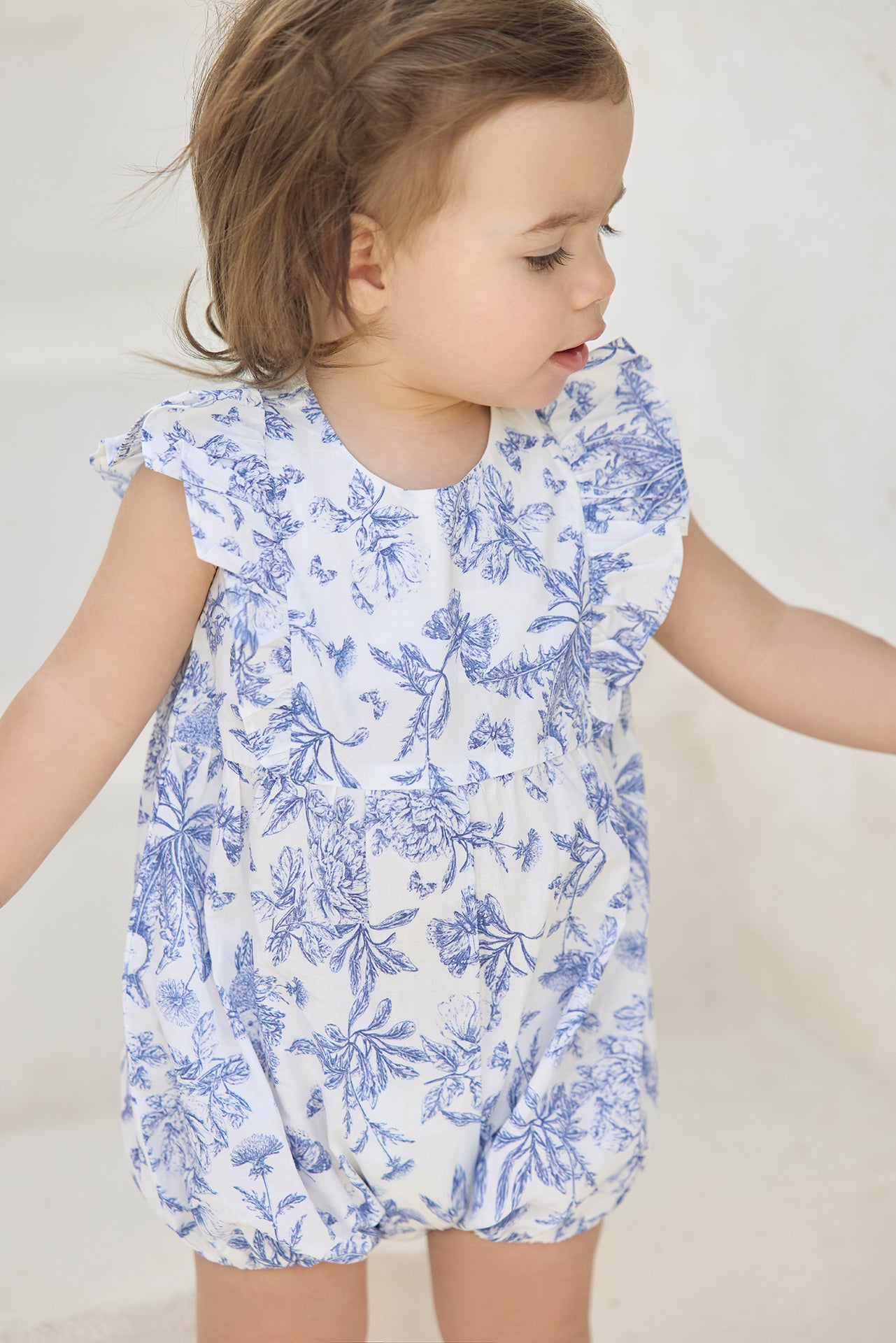 Completo corta - Blu cotone stampato ispirazione toile de jouy