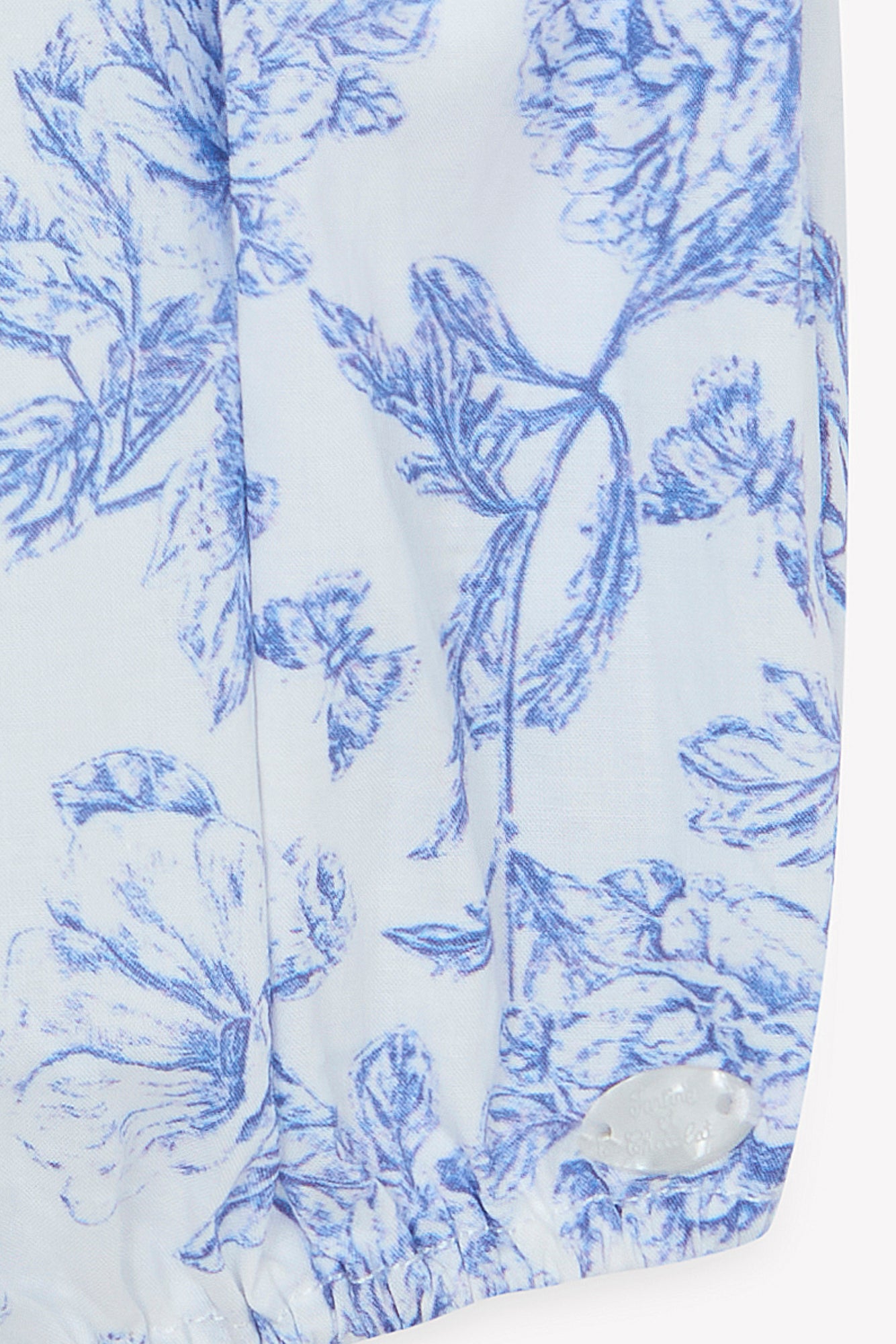 Completo corta - Blu cotone stampato ispirazione toile de jouy