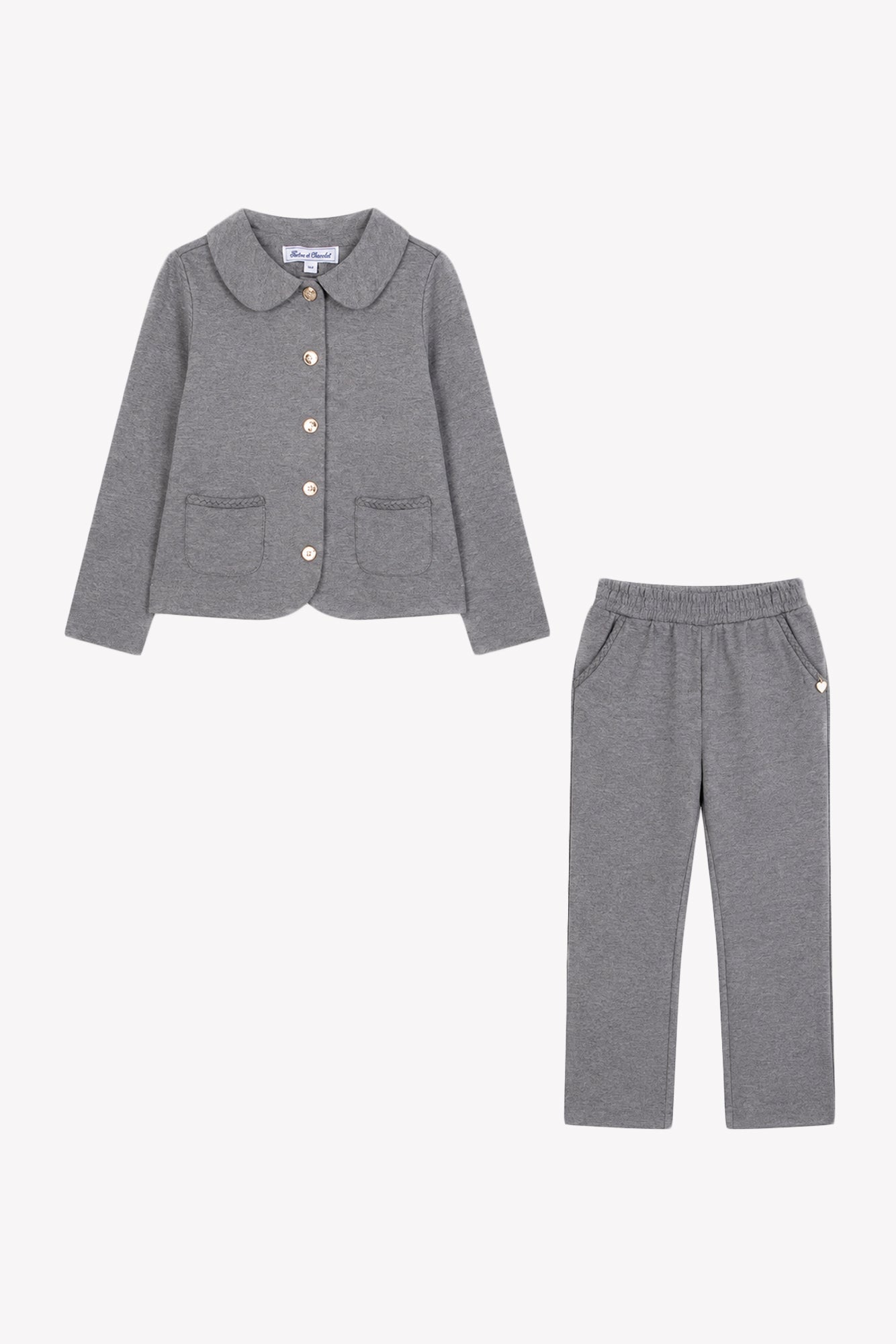 Outfit von Jogginganzug - Grau Heidekraut Peter-Pan-Kragen