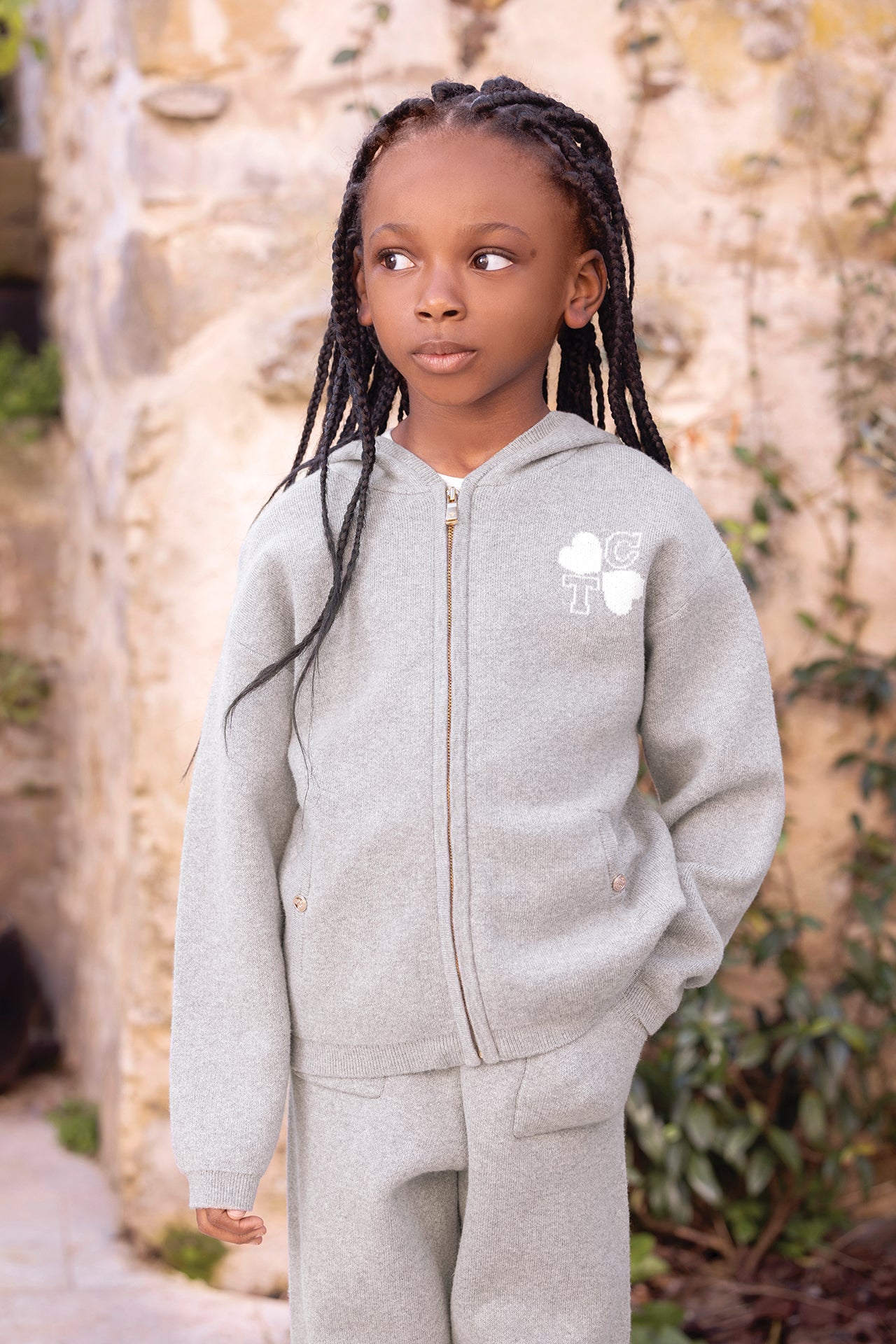 Ensemble de jogging - Gris moyen coton laine capuche