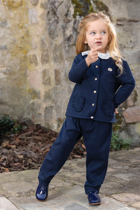 Ensemble Jogging -  Marine festonné - Image principale
