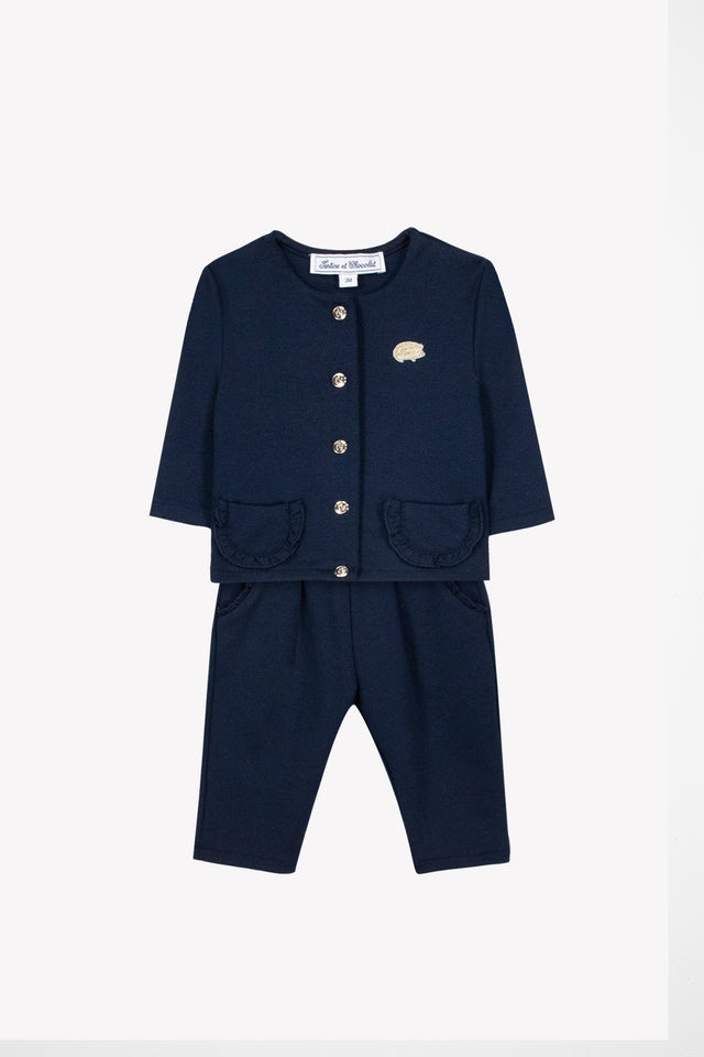 Ensemble Jogging -  Marine festonné - Image principale