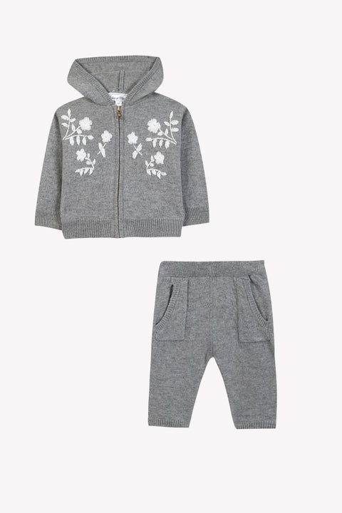 Outfit Jogginganzug  - Grau Heidekraut Wolle Kaschmir Stickerei - Image principale