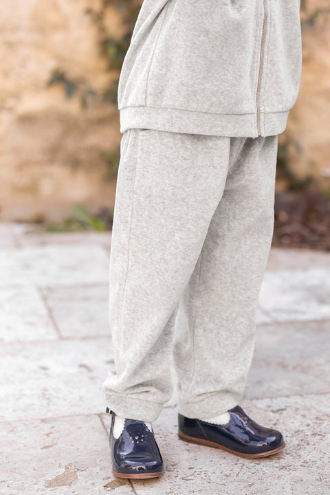 Ensemble Jogging - Gris chiné velours nœuds - Image principale
