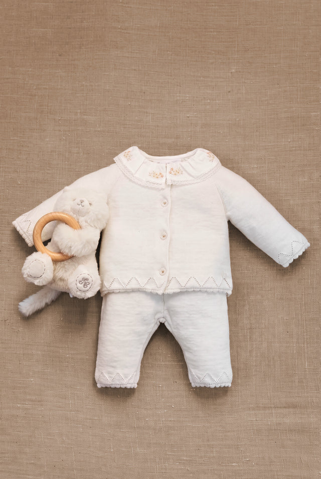 Ensemble long - Ecru coton col volanté - Image principale