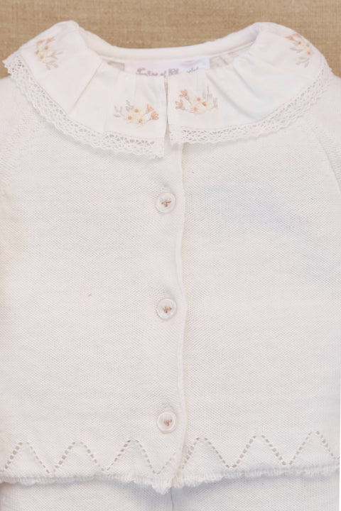 Ensemble long - Ecru coton col volanté - Image principale