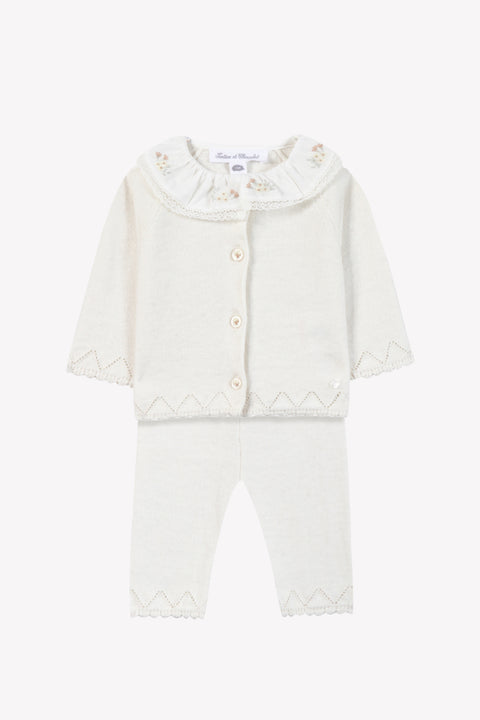 Ensemble long - Ecru coton col volanté - Image principale