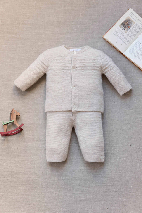 Insiemi Lungo - Beige Lana Colletto Girocollo - Image principale