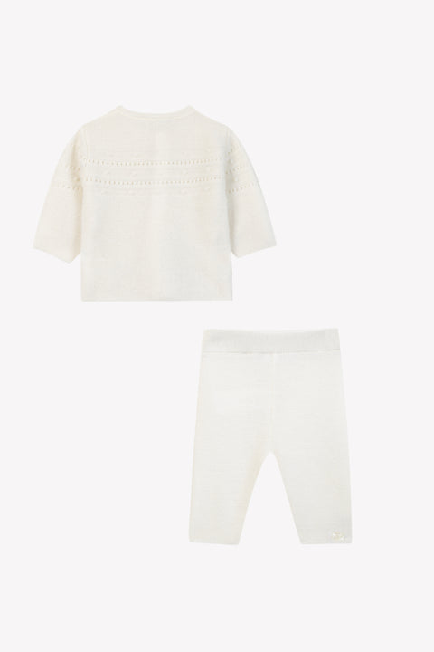 Ensemble long - Ecru laine col rond - Image principale