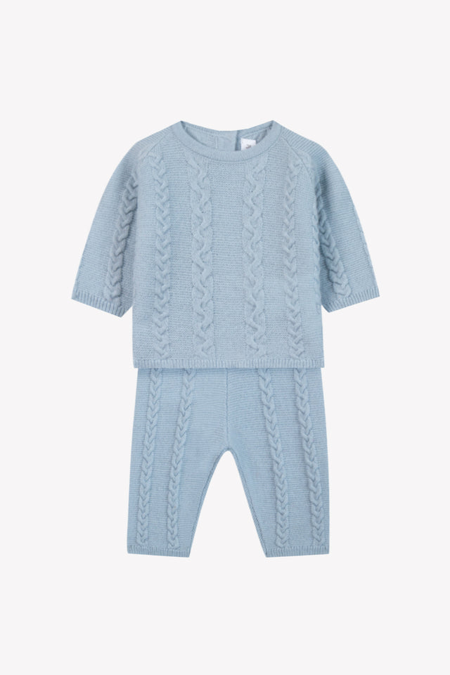 Ensemble long - Bleu grisé laine torsadée - Image principale