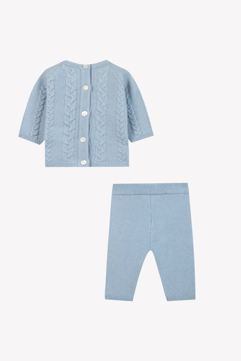 Ensemble long - Bleu grisé laine torsadée - Image principale