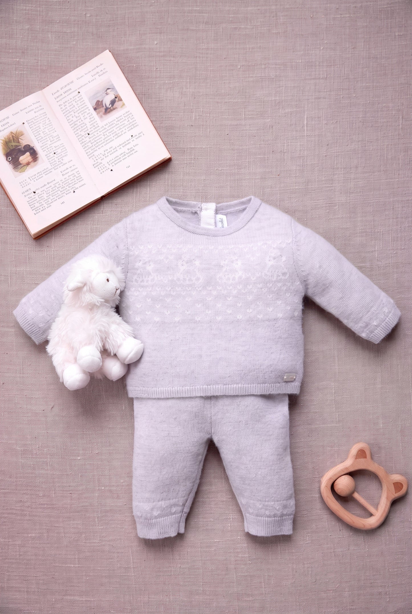 Conjunto Largo - Gris brezo Lana oso de peluche