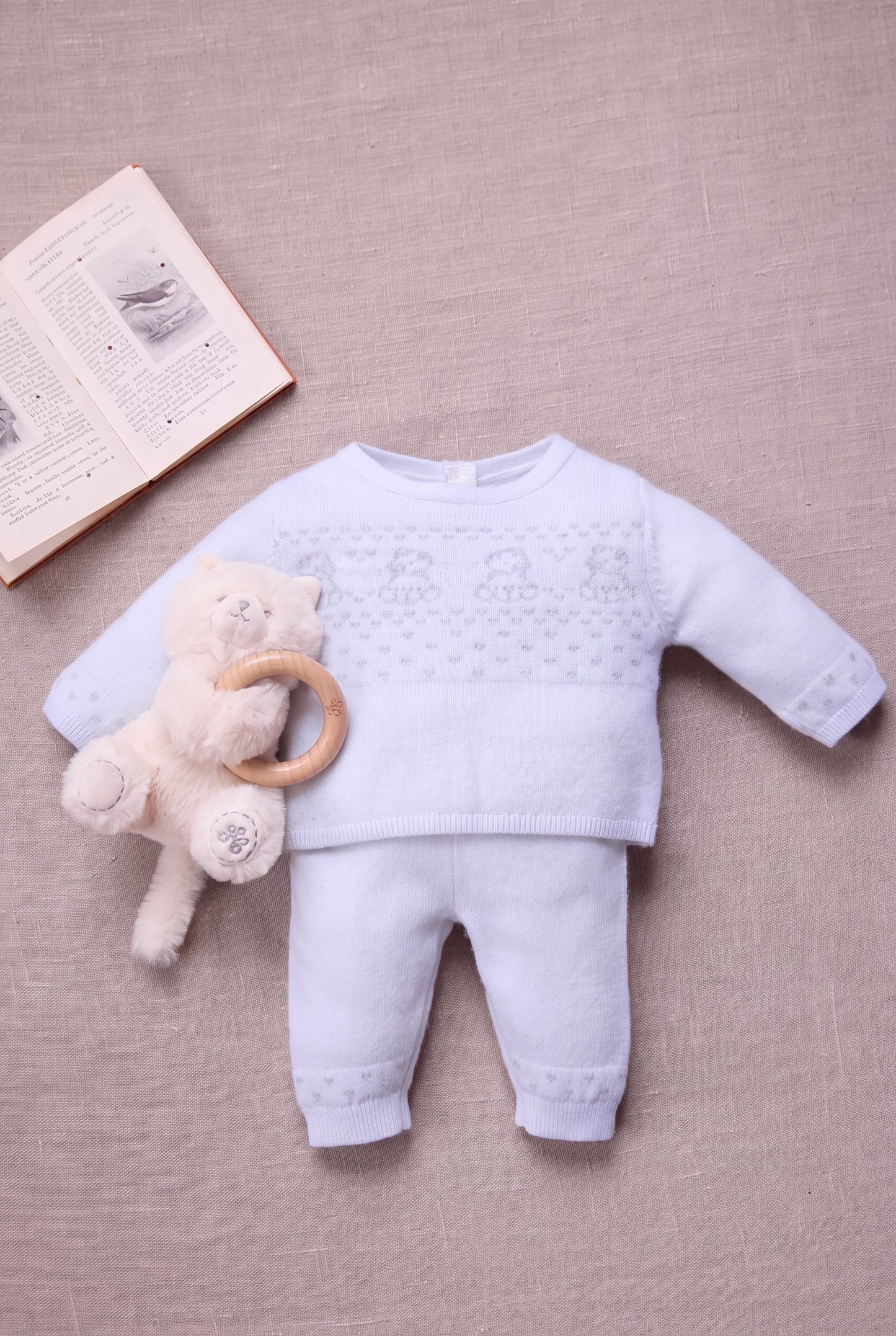 Conjunto Largo - Azul cielo Lana oso de peluche