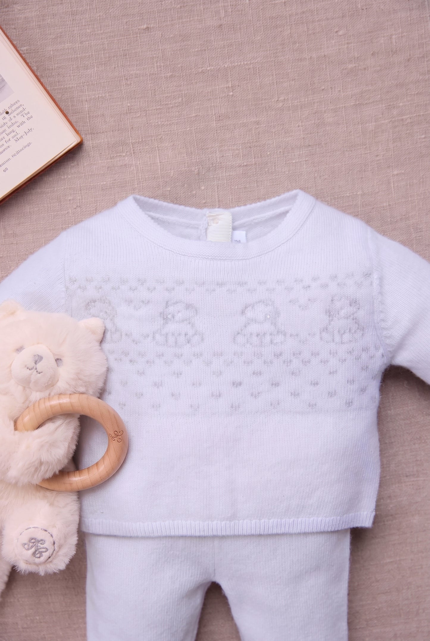 Conjunto Largo - Azul cielo Lana oso de peluche