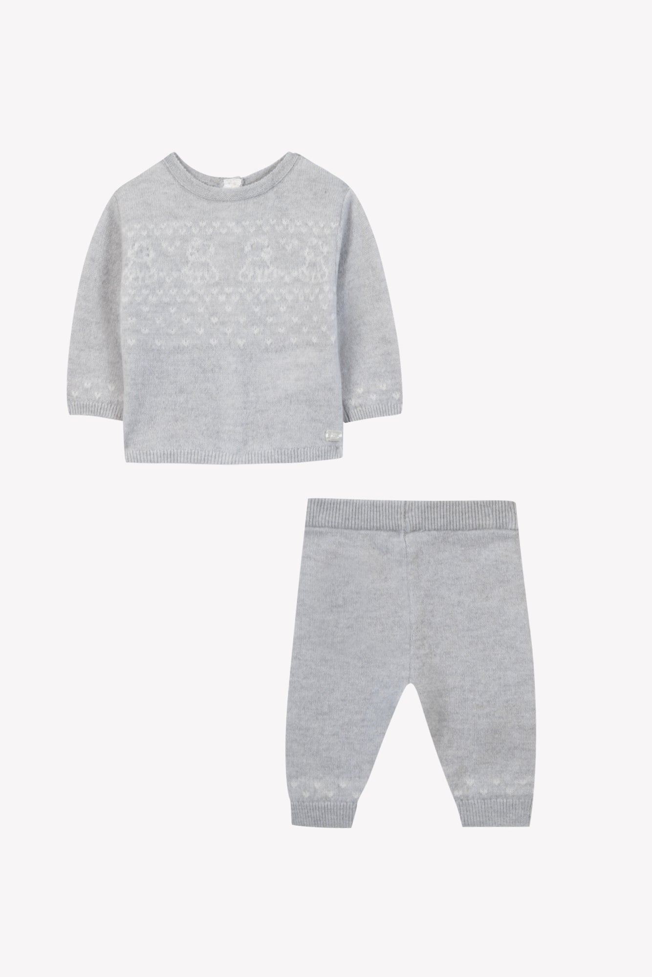 Outfit Lang - Grau Heidekraut Wolle Teddybär