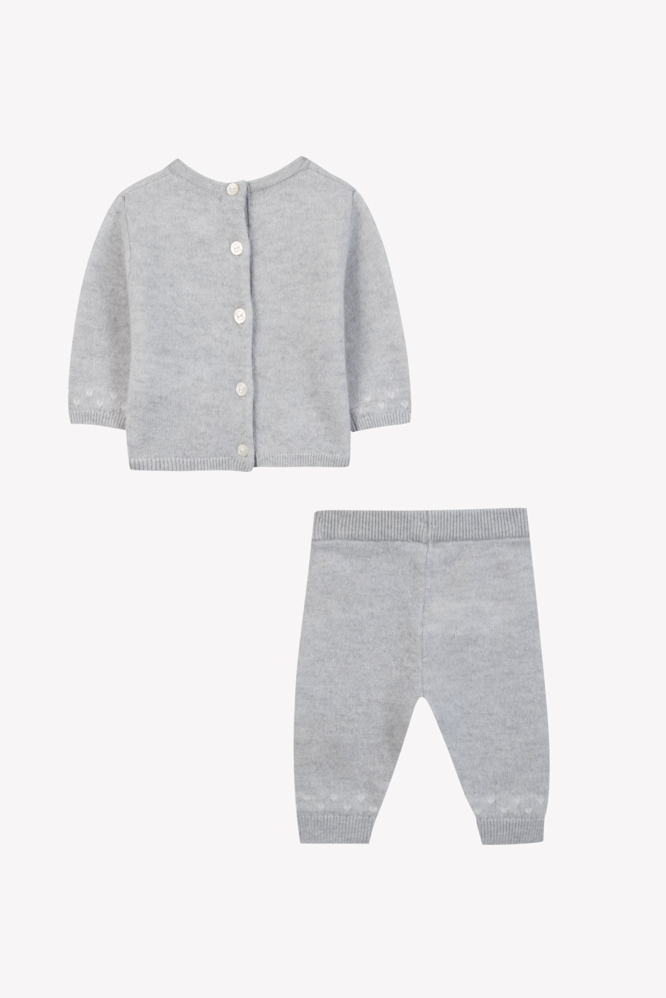 Outfit Lang - Grau Heidekraut Wolle Teddybär