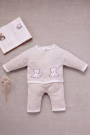 Ensemble long - Ecru coton boutons